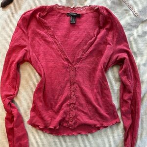 Lace trimmed longsleeve top from f21